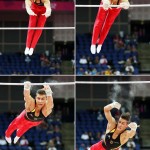 LONDRES. Combo de fotografía del alemán Philipp Boy compite durante la ronda clasificatoria de la prueba de barra horizontal, gimnasia, en los Juegos Olímpicos de Londres 2012. Foto: EFE
