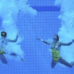 LONDRES. Las nadadores alemanas Christin Steuer (d) y Nora Subschinski (i) tras el salto de la final de plataforma 10 m sincronizado femenino durante los Juegos Olímpicos de Londres 2012. Foto:EFE