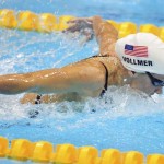 LONDRES. La nadadora estadounidense Dana Vollmer participa en una de las mangas de 100 metros mariposa en la competicion femenina de natación de los Juegos Olímpicos de Londres 2012. Foto: EFE