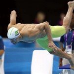 LONDRES. El brasileño Cesar Cielo compite en una de las series clasificatorias de los 100m estilo libre masculino de natación de los Juegos Olímpicos de Londres 2012. Foto: EFE