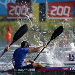 LONDRES. El atleta ecuatoriano César de Cesare durante la prueba clasificatoria de los 200 metros en la categoría K2 de los Juegos Olímpicos Londres 2012. Foto: EFE