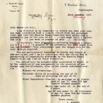 Carta de la compensación enviada por el Fondo de Ayuda Titanic a la madre Millvina Dean.